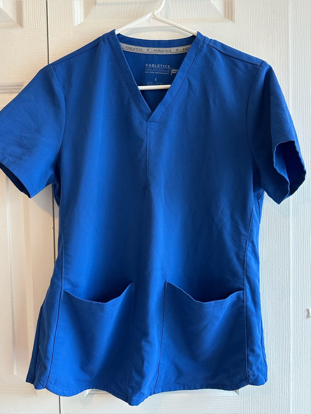 Fabletics Women’s Blue V-Neck Short Sleeve Scrub Top -Tech Nurse